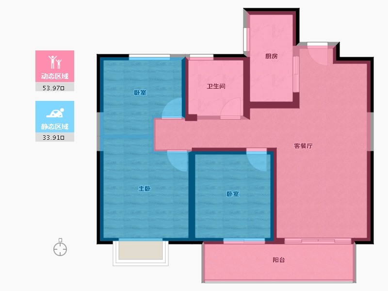 江苏省-无锡市-吉宝季景铭邸-78.67-户型库-动静分区