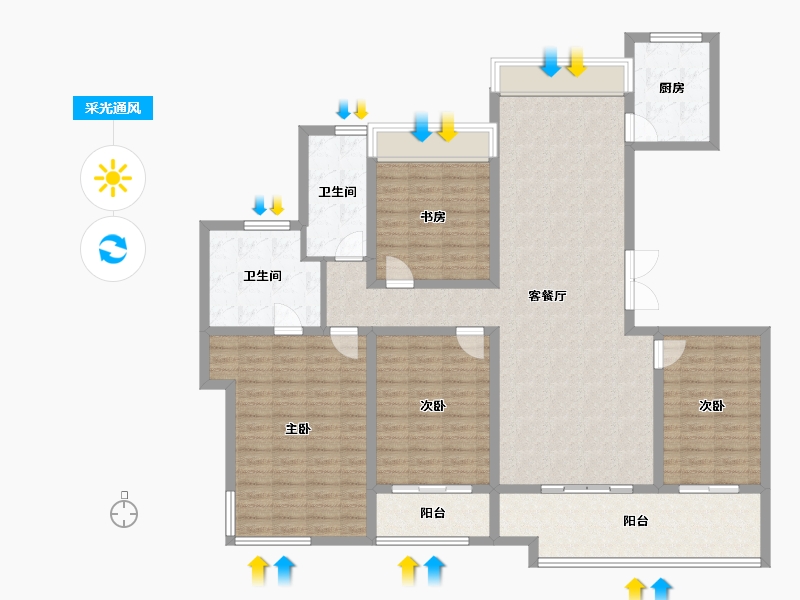 陕西省-西安市-白桦林溪-146.26-户型库-采光通风