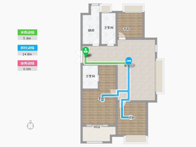 陕西省-西安市-白桦林溪-111.42-户型库-动静线