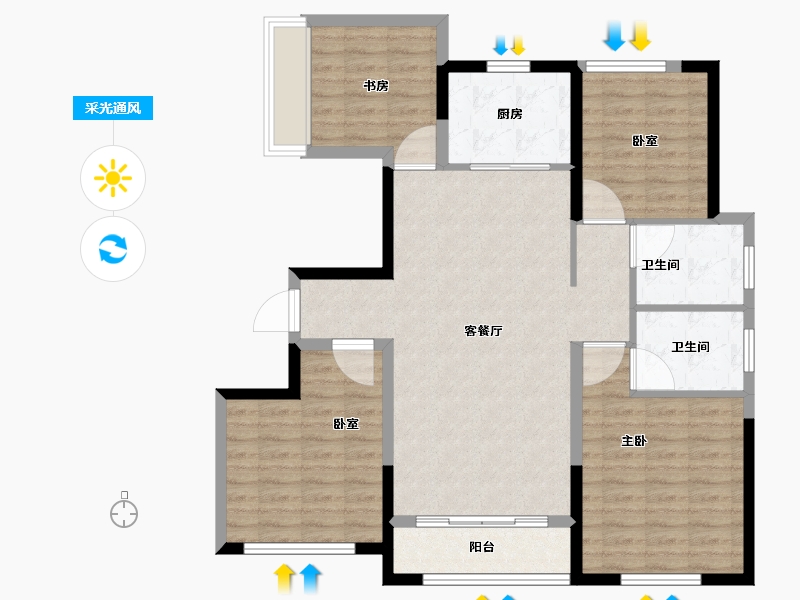 甘肃省-兰州市-中海铂悦世家-106.01-户型库-采光通风