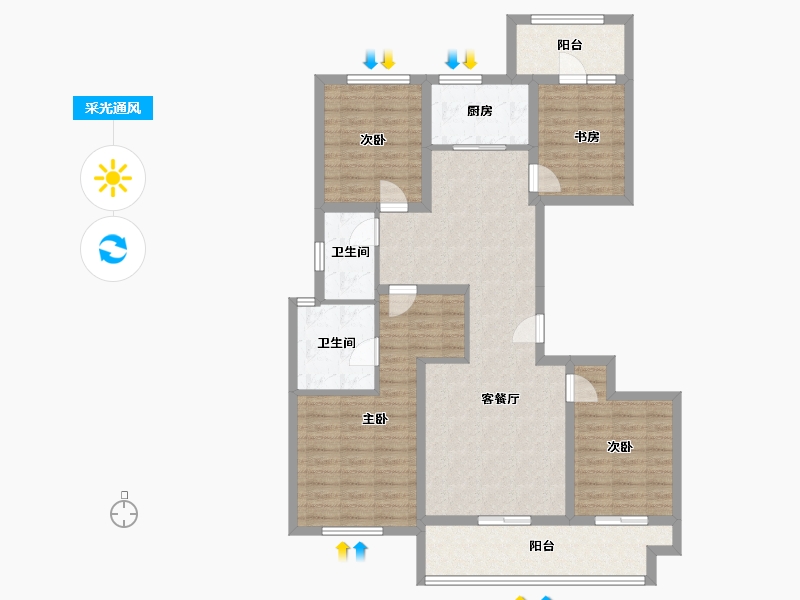 浙江省-绍兴市-元垄城-109.87-户型库-采光通风