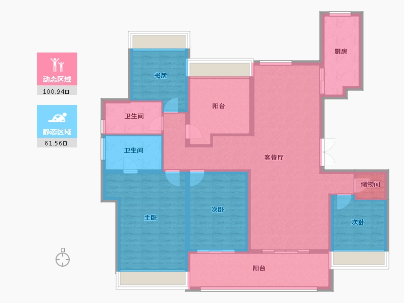 陕西省-西安市-白桦林溪-146.51-户型库-动静分区