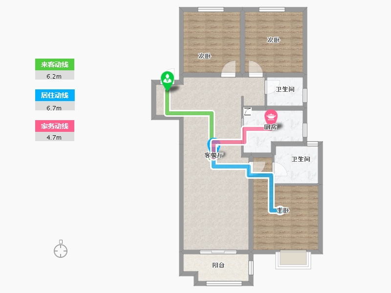 陕西省-咸阳市-吾悦滨河湾-98.49-户型库-动静线