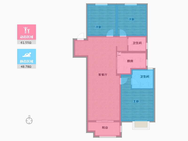 陕西省-咸阳市-吾悦滨河湾-98.49-户型库-动静分区