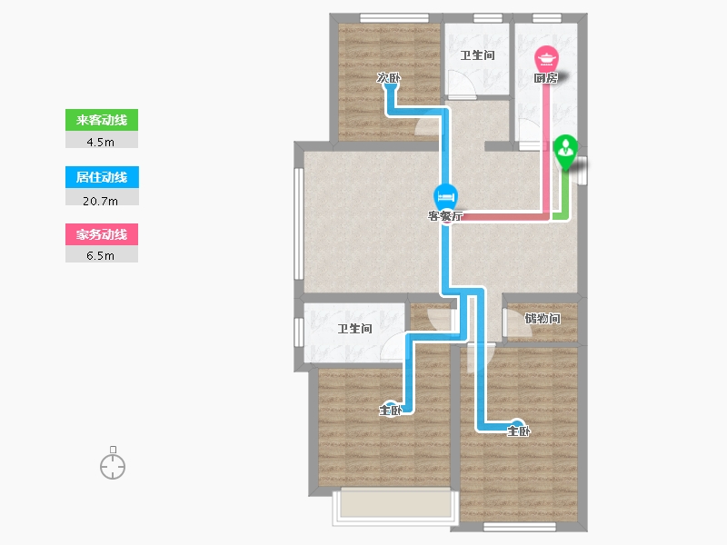 陕西省-西安市-绿城西安全运村-92.00-户型库-动静线