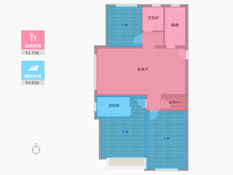 陕西省-西安市-绿城西安全运村-92.00-户型库-动静分区