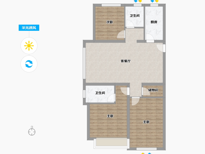 陕西省-西安市-绿城西安全运村-92.00-户型库-采光通风