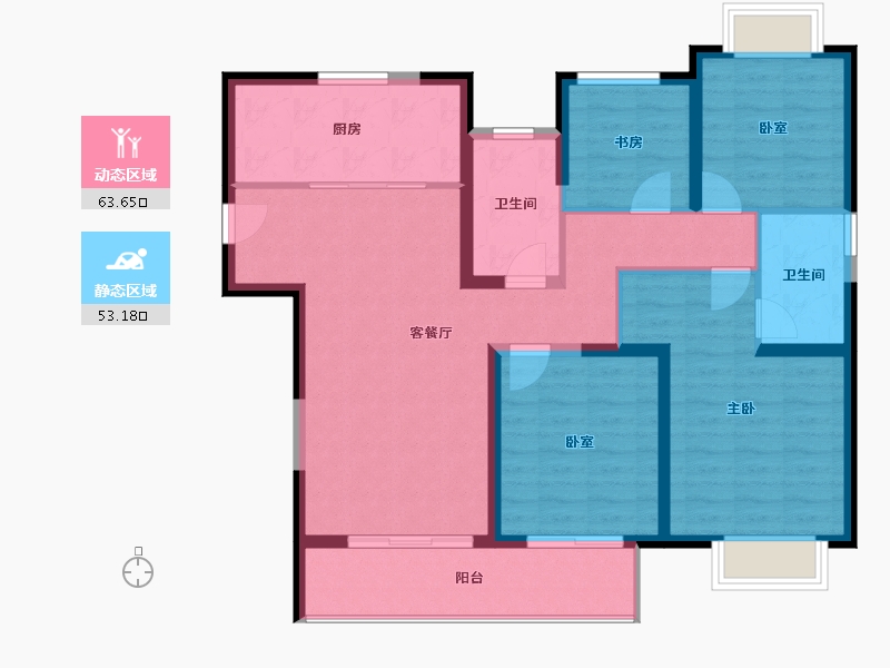 江苏省-无锡市-吉宝季景铭邸-104.96-户型库-动静分区