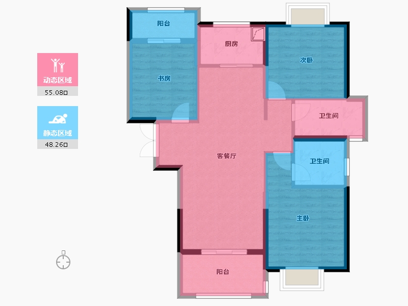 湖北省-武汉市-山海观-92.62-户型库-动静分区