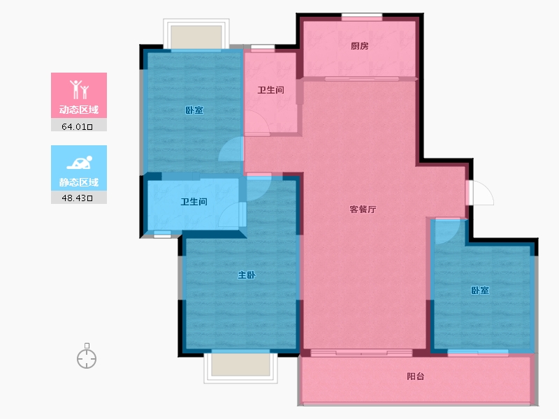 江苏省-无锡市-吉宝季景铭邸-101.86-户型库-动静分区