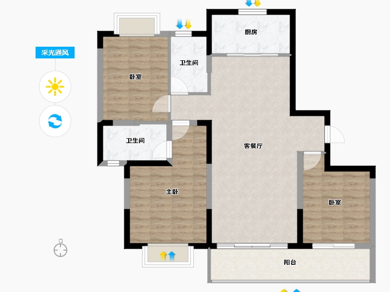 江苏省-无锡市-吉宝季景铭邸-101.86-户型库-采光通风