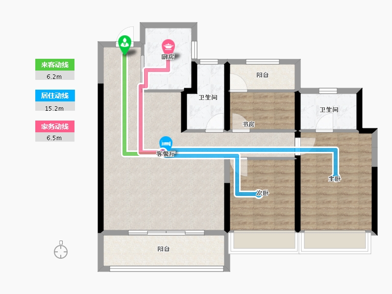 浙江省-温州市-凯迪新城博科园-95.19-户型库-动静线