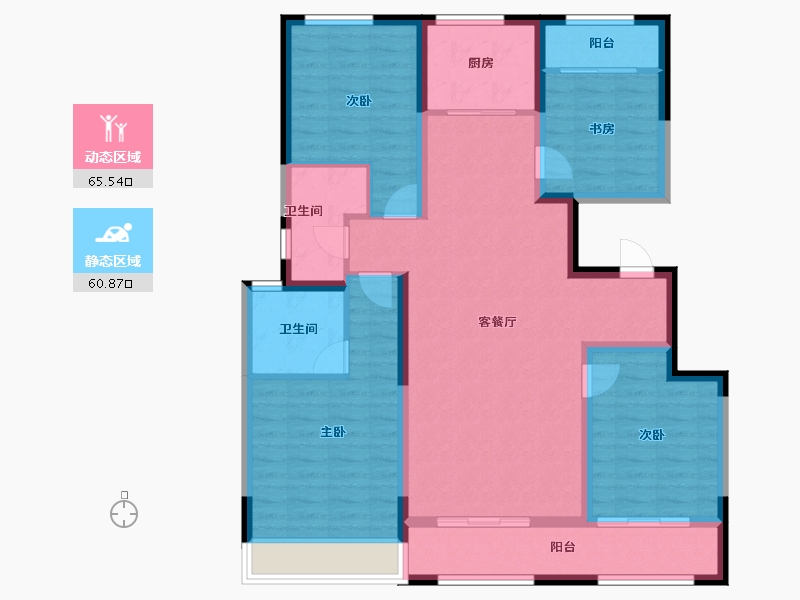 陕西省-西安市-绿城桂语蘭庭-113.15-户型库-动静分区