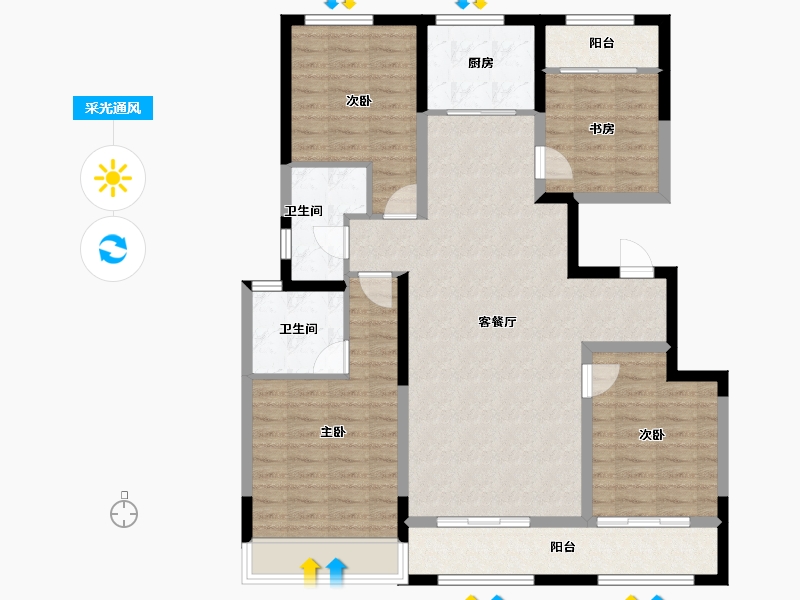 陕西省-西安市-绿城桂语蘭庭-113.15-户型库-采光通风