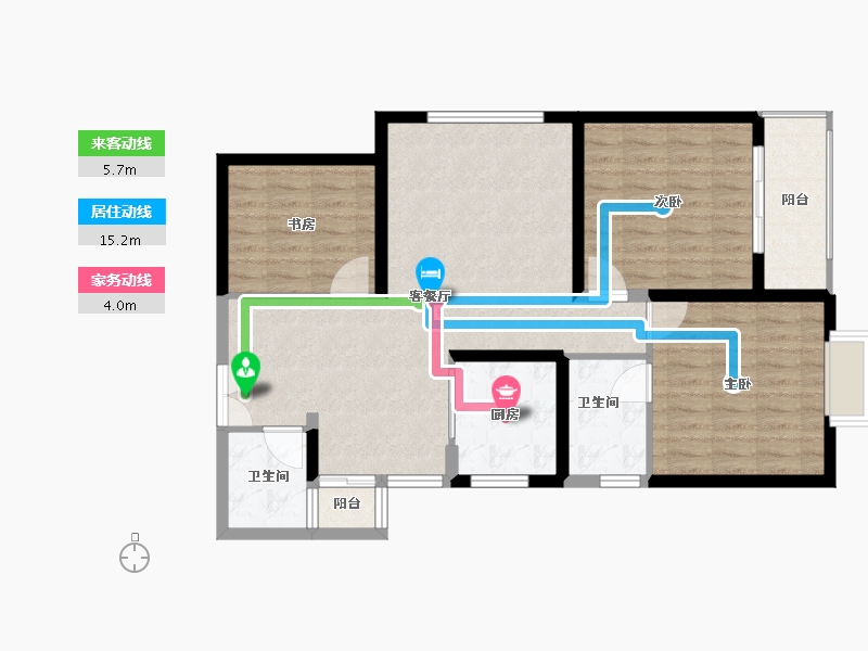 陕西省-西安市-兴庆御苑-91.86-户型库-动静线