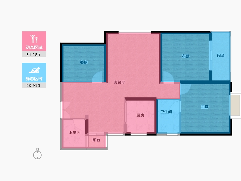 陕西省-西安市-兴庆御苑-91.86-户型库-动静分区