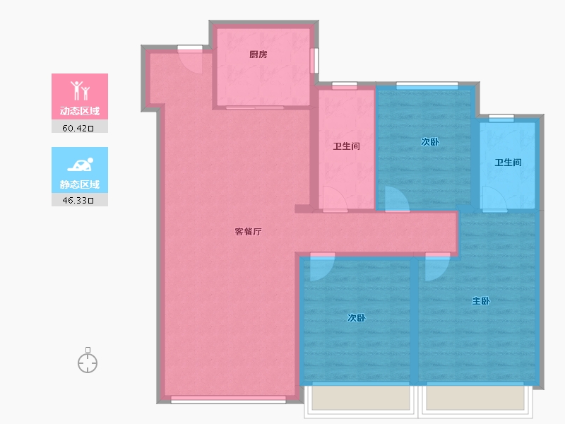 陕西省-西安市-绿城西安全运村-96.00-户型库-动静分区