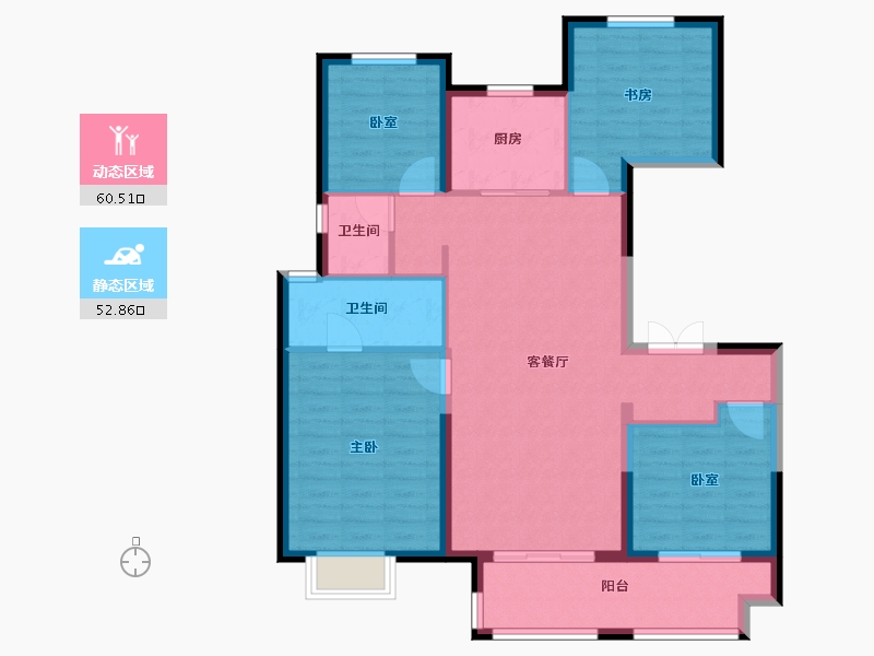 陕西省-咸阳市-旭辉江山阅-102.40-户型库-动静分区