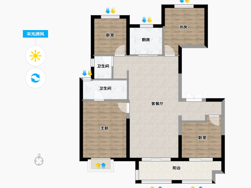 陕西省-咸阳市-旭辉江山阅-102.40-户型库-采光通风