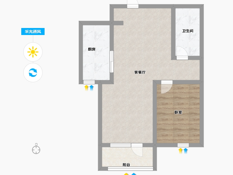 山东省-烟台市-鑫发小区东区-54.70-户型库-采光通风