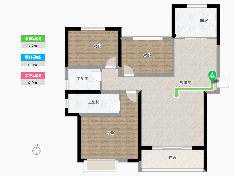 陕西省-西安市-蓝湖九郡-104.54-户型库-动静线