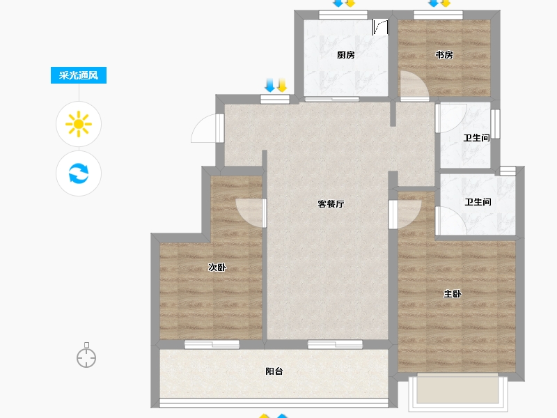 浙江省-宁波市-绿城·春来云潮-75.99-户型库-采光通风