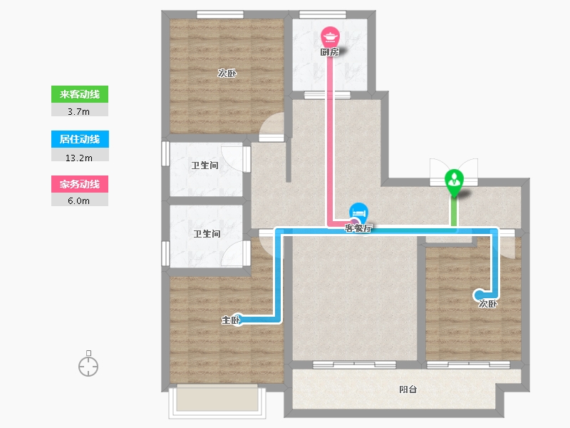 陕西省-西安市-富惠·鹿鸣湾-98.92-户型库-动静线