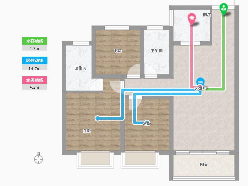 陕西省-西安市-富惠·鹿鸣湾-79.19-户型库-动静线