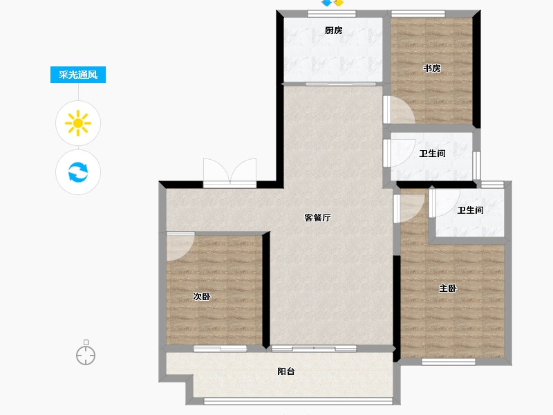 山东省-潍坊市-富丽世家-108.80-户型库-采光通风