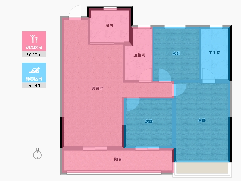 浙江省-温州市-绿城锦玉潮明-92.80-户型库-动静分区