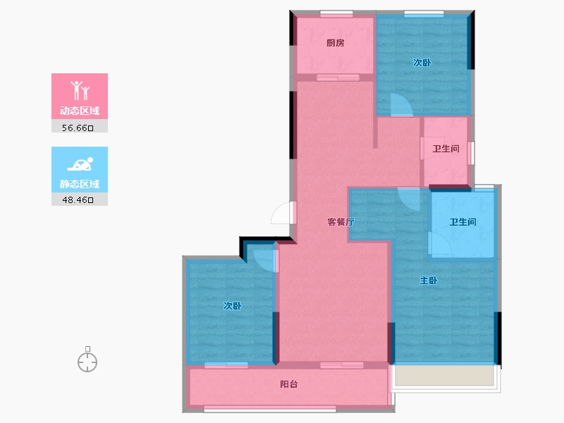 浙江省-温州市-绿城锦玉潮明-94.14-户型库-动静分区