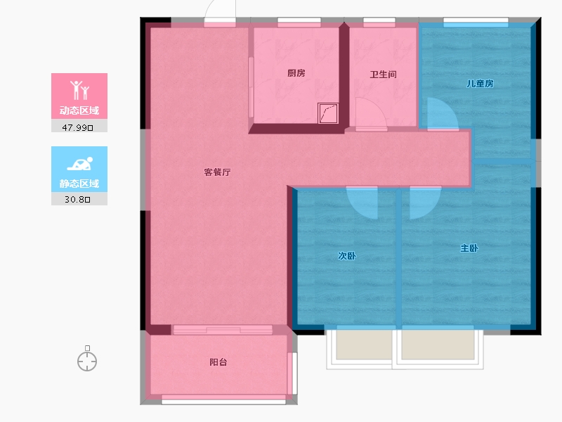 湖北省-武汉市-海伦堡大城小院-70.40-户型库-动静分区