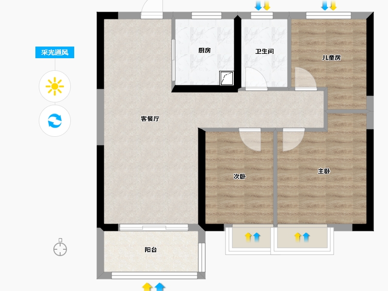 湖北省-武汉市-海伦堡大城小院-70.40-户型库-采光通风