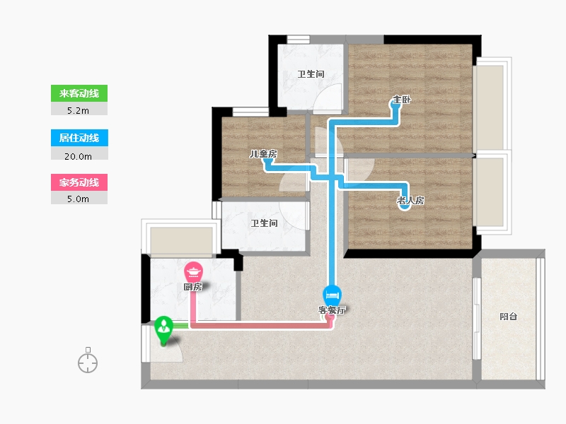 广东省-东莞市-碧桂园·松湖明珠-70.16-户型库-动静线