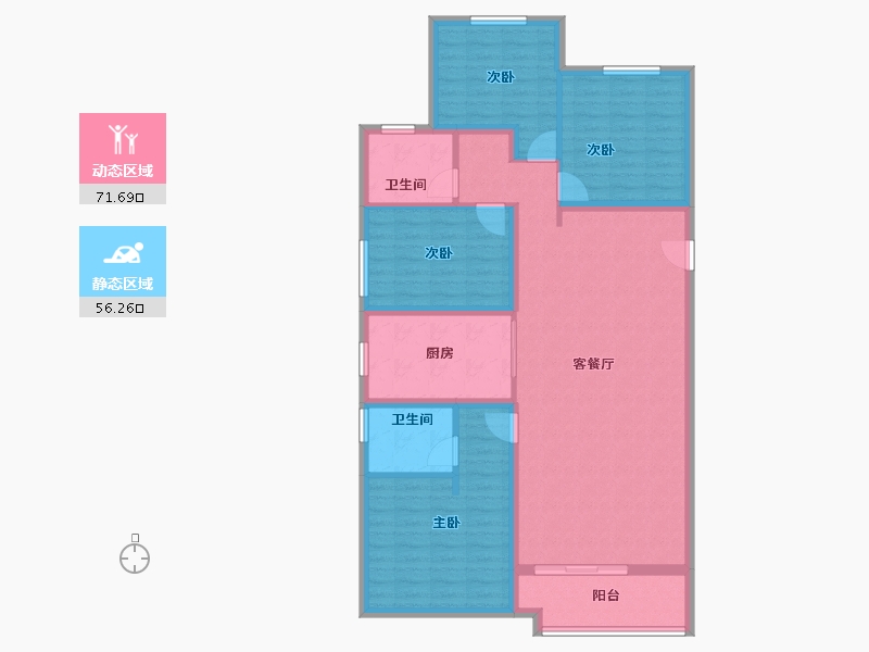 陕西省-西安市-富力开远城-115.24-户型库-动静分区