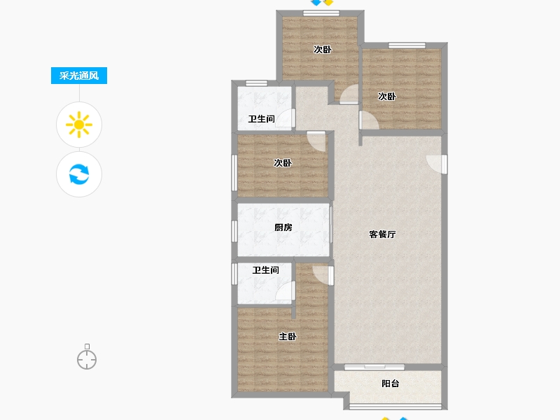 陕西省-西安市-富力开远城-115.24-户型库-采光通风