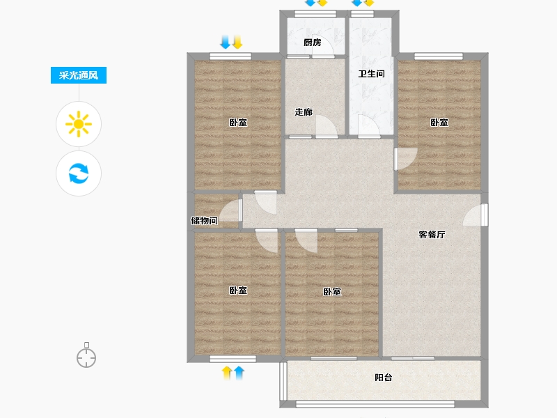 河南省-郑州市-工人路19号院-128.00-户型库-采光通风