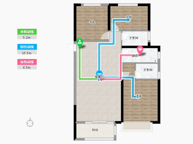 陕西省-西安市-蓝湖九郡-99.41-户型库-动静线