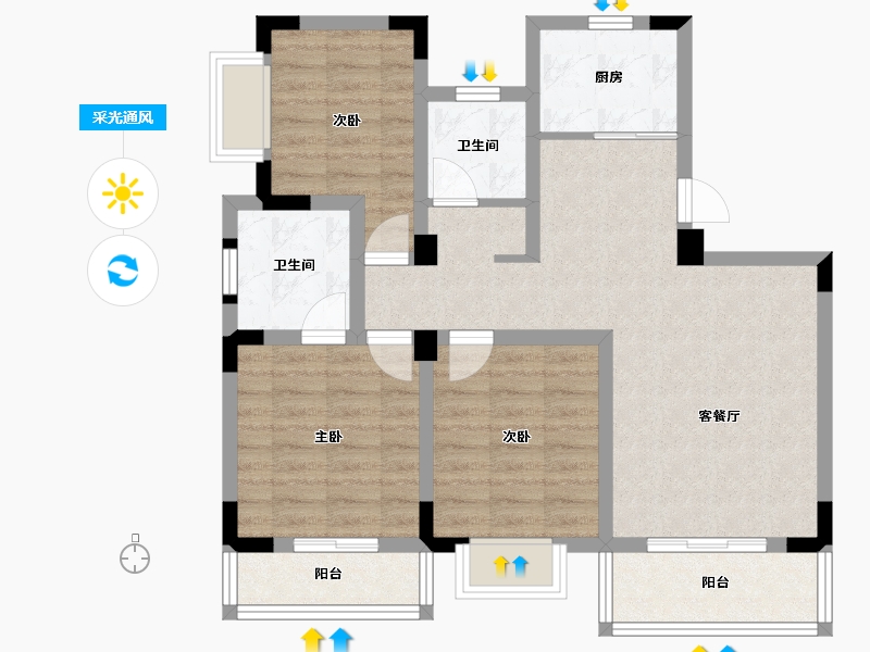 湖北省-武汉市-保合太和东合院-81.95-户型库-采光通风