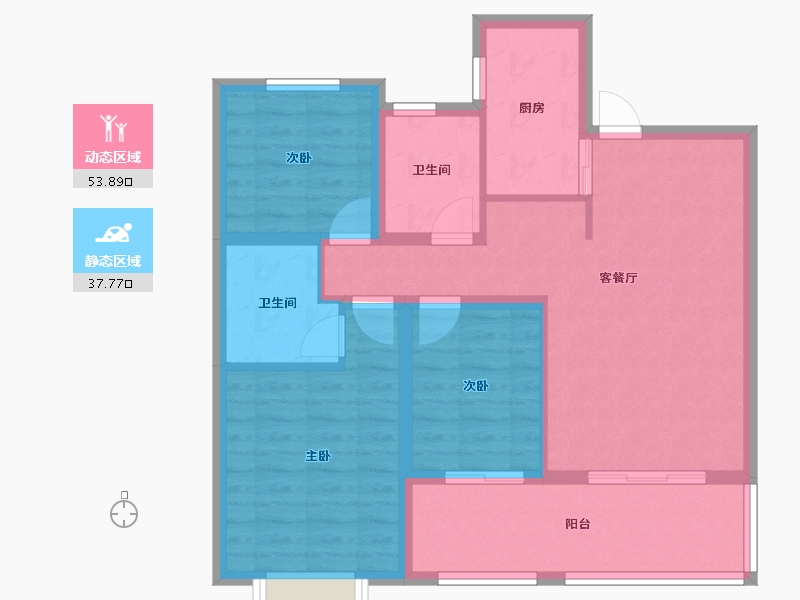 陕西省-西安市-蓝湖九郡-81.86-户型库-动静分区