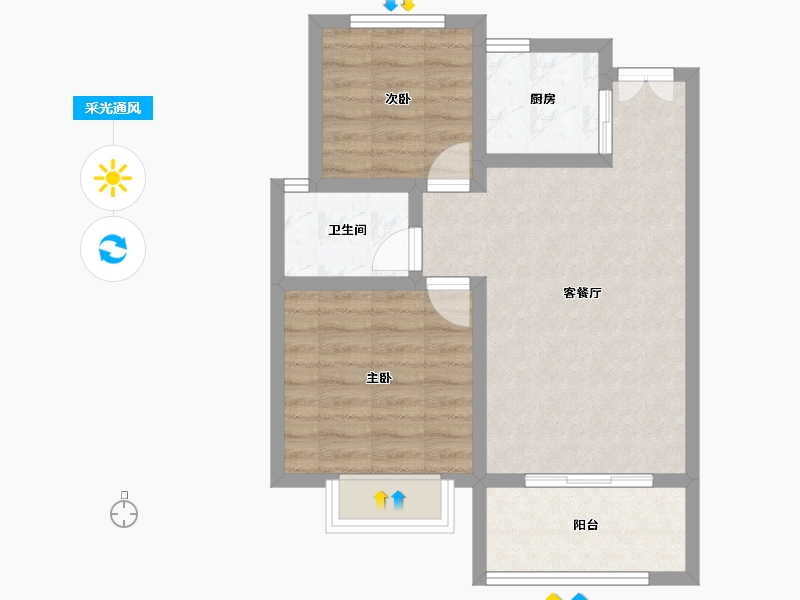 陕西省-西安市-蓝光时代-58.57-户型库-采光通风