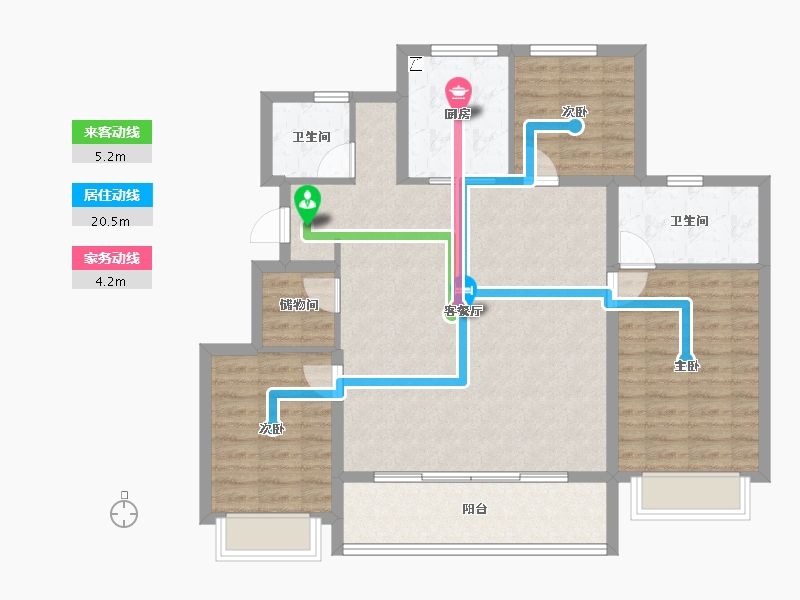 浙江省-宁波市-绿城·春来云潮-100.80-户型库-动静线