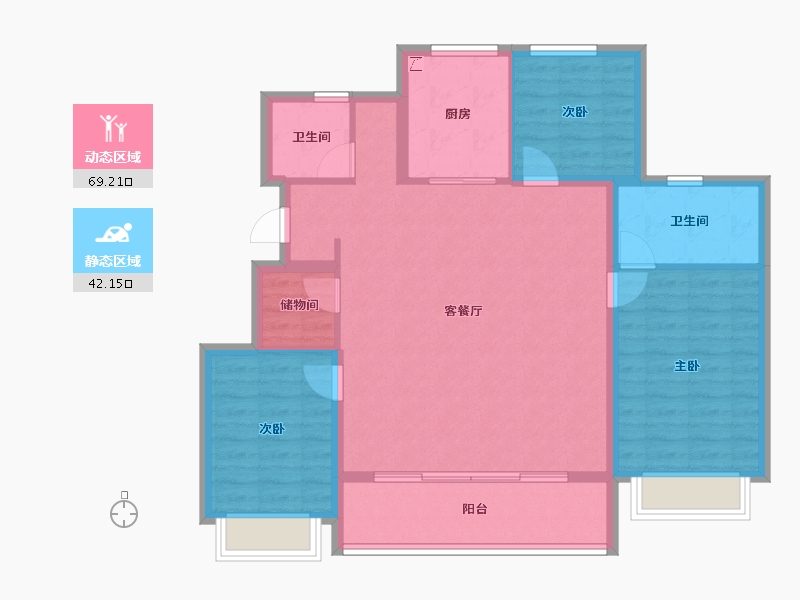 浙江省-宁波市-绿城·春来云潮-100.80-户型库-动静分区