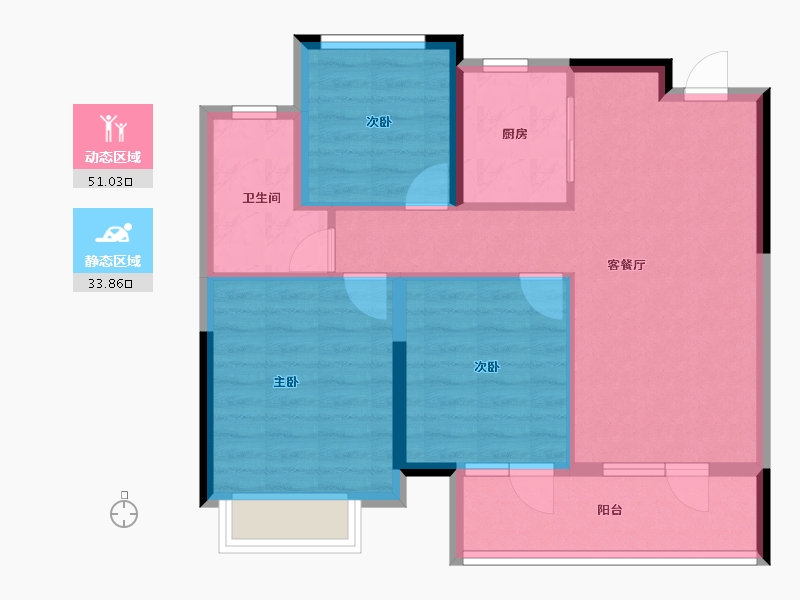 山东省-烟台市-绿城桂语江南-76.00-户型库-动静分区