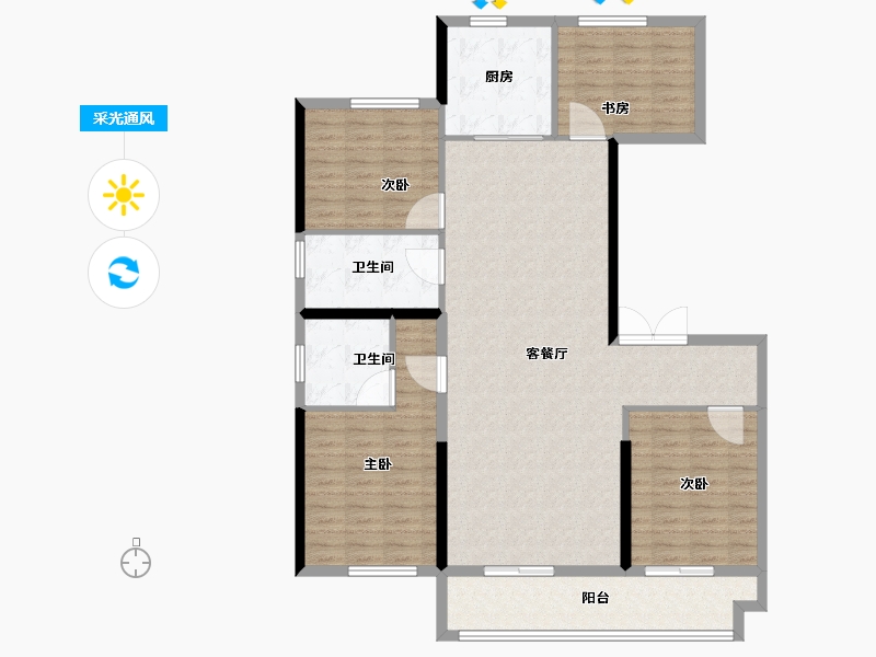 山东省-潍坊市-富丽世家-128.00-户型库-采光通风