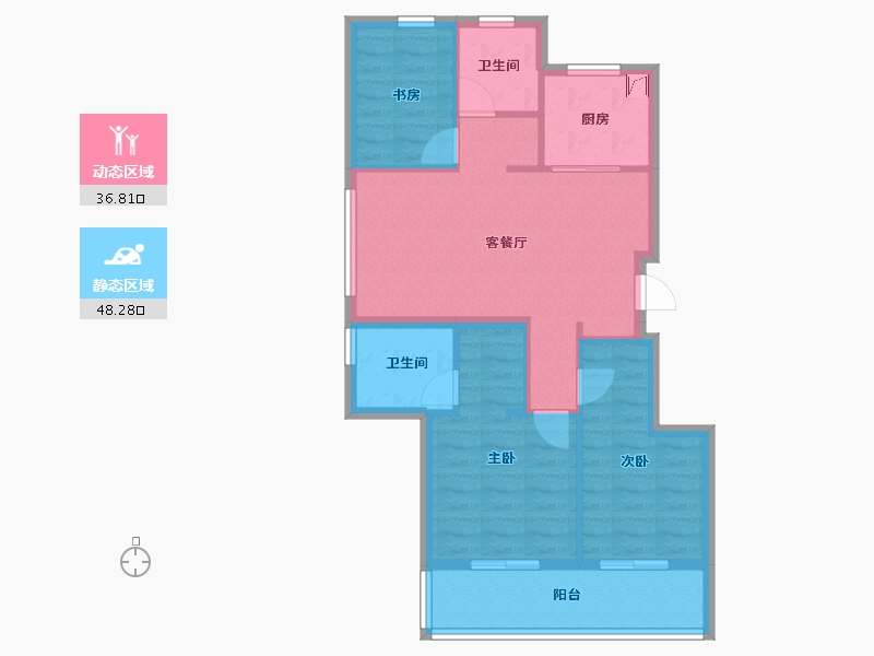 浙江省-宁波市-绿城·春来云潮-75.99-户型库-动静分区