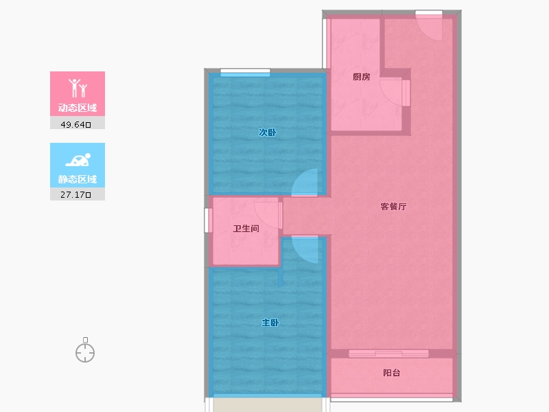 陕西省-西安市-富力开远城-68.67-户型库-动静分区