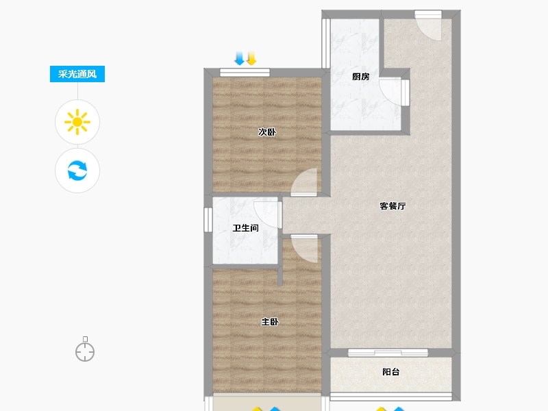 陕西省-西安市-富力开远城-68.67-户型库-采光通风