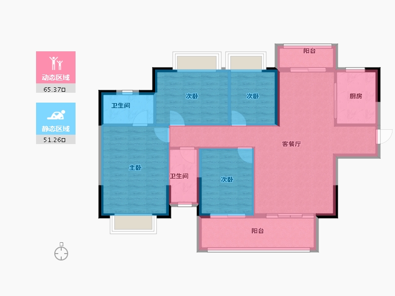 广东省-东莞市-碧桂园狮子洋二期-105.77-户型库-动静分区