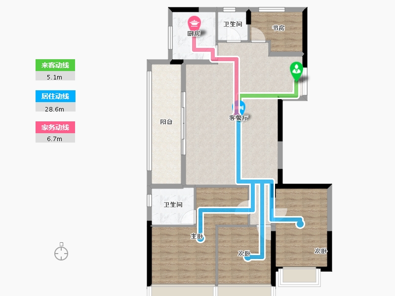 浙江省-温州市-世茂璀璨瓯江-111.20-户型库-动静线